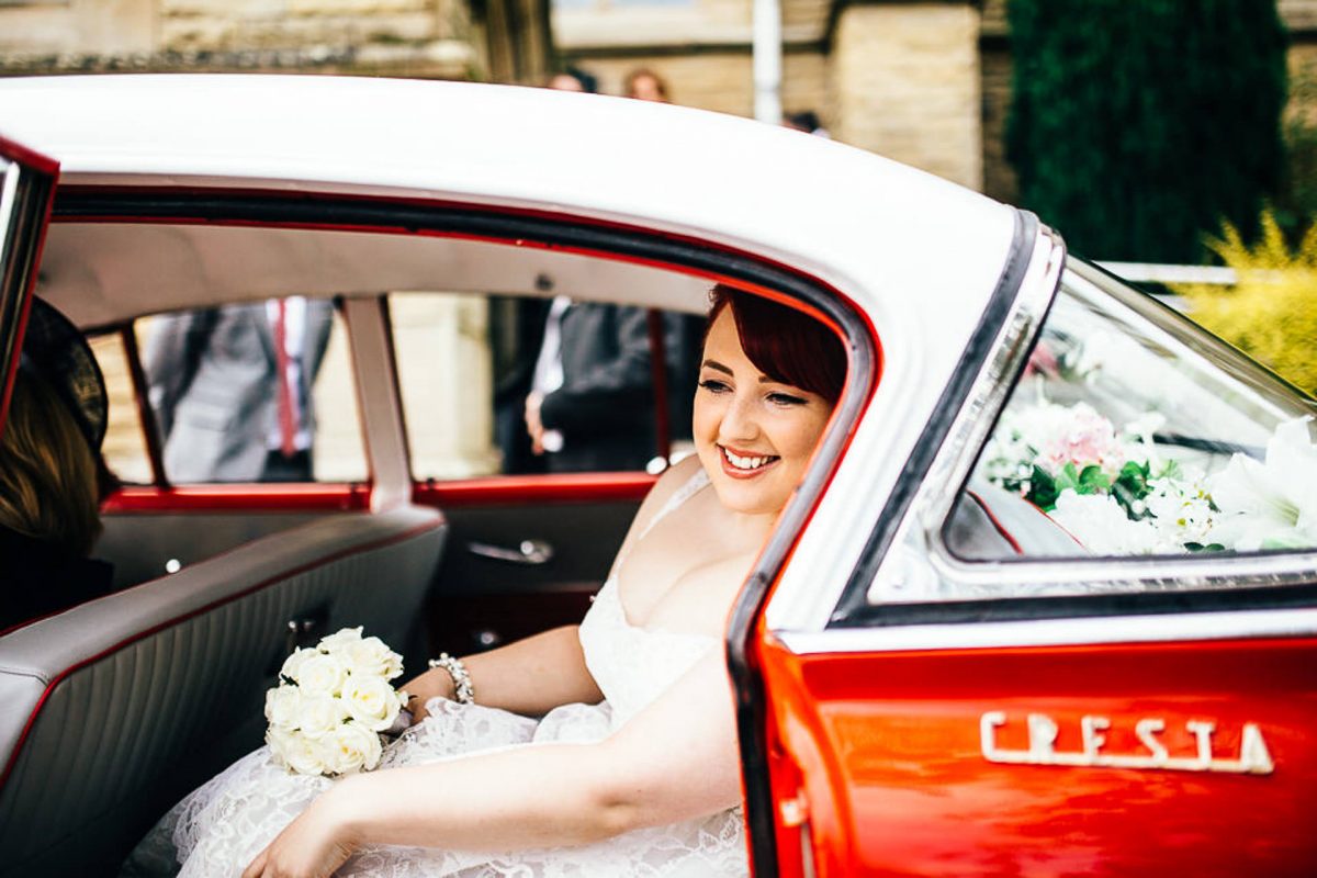 manchester wedding photographer, ayesha photography, alternative manchester wedding photographer, alternative bride, red vintage wedding car