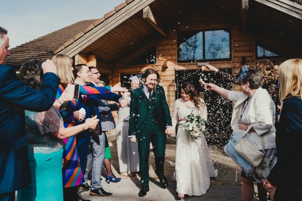 confetti being thrown on the bride and groom, styal lodge wedding photography, styal lodge wedding photographer, manchester wedding photographer, manchester wedding photography, cheshire wedding photographer, cheshire wedding photography